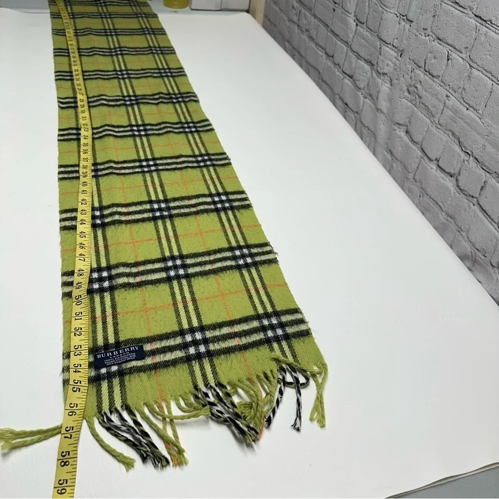 Burberry London  Lime and Black 100%Cashmere Scarf